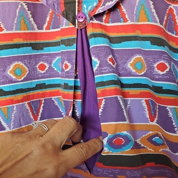 Vintage Western Aztec Print Button Down Shirt M - Picture 4 of 8